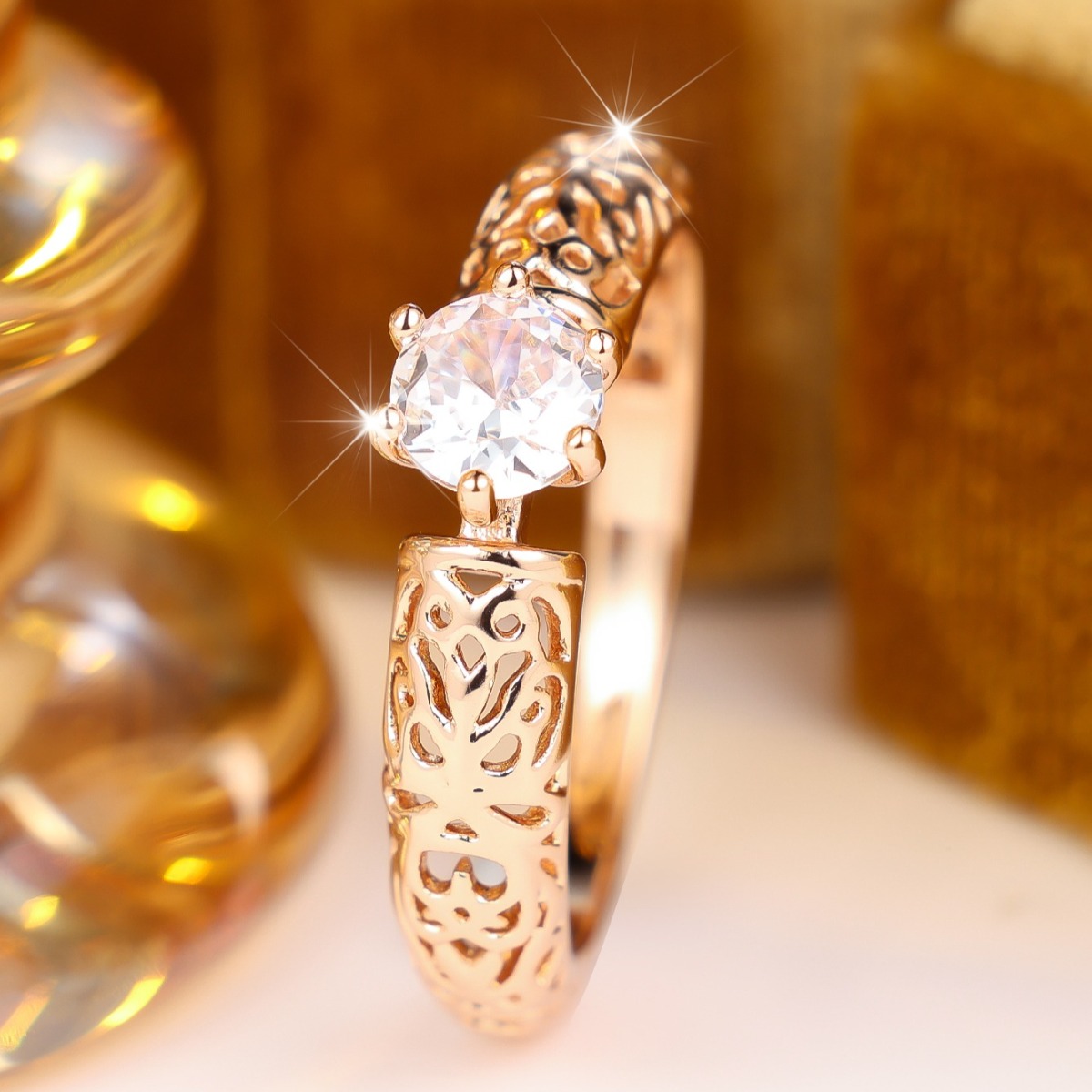 Men's Elegant Openwork Filigree Single Ring, Fashion Accessory
